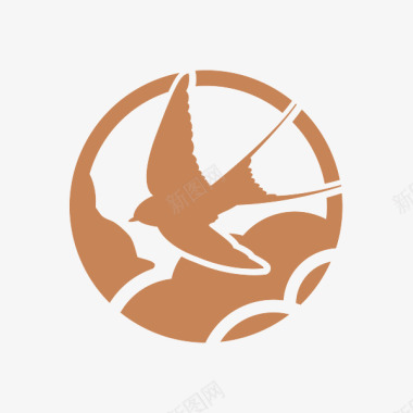 圆形飞翔燕子的标志图标图标