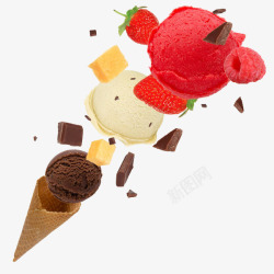 奶油布丁散开的冰淇淋高清图片