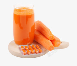 胡萝卜做成的果汁胡萝卜素胶囊素材