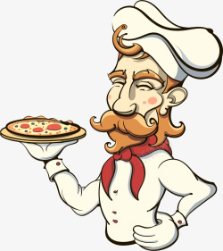 笑脸披萨卡通人物厨师高清图片