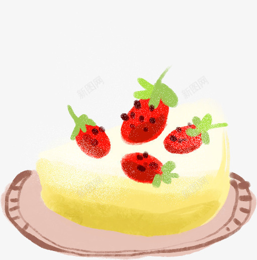 手绘水擦美味的草莓蛋糕png免抠素材_88icon https://88icon.com 美味 草莓 蛋糕