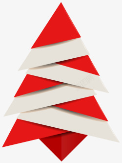 红色扁平折纸圣诞树素材
