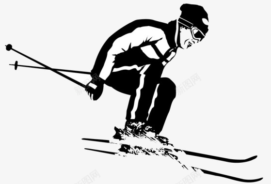 滑雪运动并排迷你风格滑雪图标图标