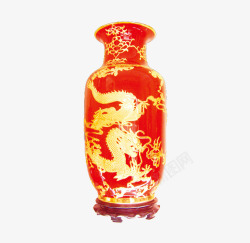 红色结婚用品花瓶龙凤呈祥素材