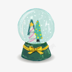 水彩水晶球圣诞节水晶球高清图片