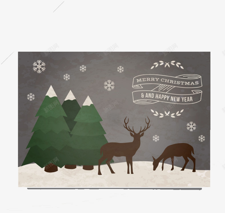 雪地驯鹿圣诞贺卡png免抠素材_88icon https://88icon.com 圣诞矢量 圣诞素材 圣诞雪地 贺卡 麋鹿