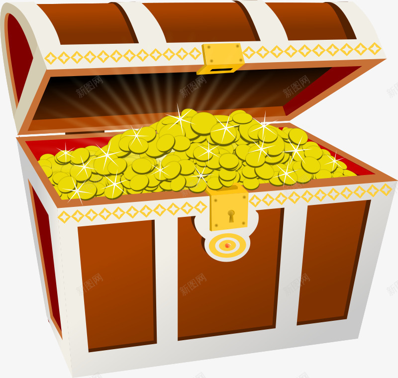 一箱金币png免抠素材_88icon https://88icon.com 一堆金币 大箱子 大箱金币 金币