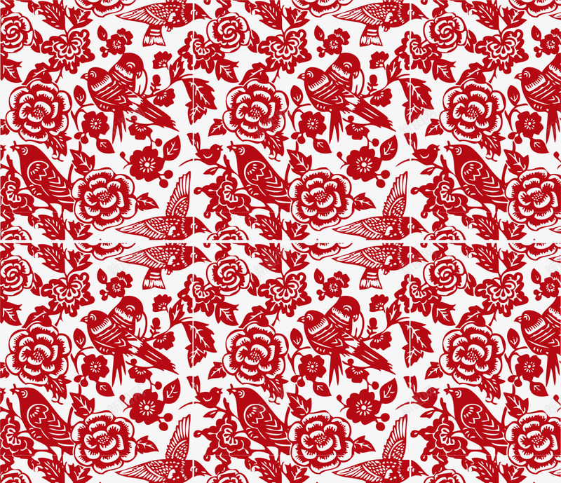 红色中国风花鸟背景png免抠素材_88icon https://88icon.com 中国风 新年 春节 红色花纹 花鸟