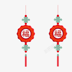 新年卡通中国风福字挂饰素材