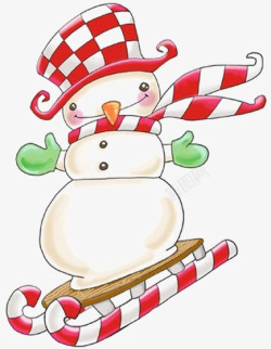 卡通圣诞雪人插画格子围巾素材