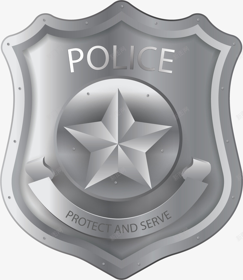 银灰色警察标志徽章矢量图ai免抠素材_88icon https://88icon.com 徽章 矢量png 矢量图 警察 警察工作证 警察徽章 警察臂章 银色徽章
