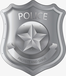 银灰色警察标志徽章矢量图素材