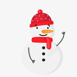 红白色点状帽子围巾卡通雪人矢量图素材