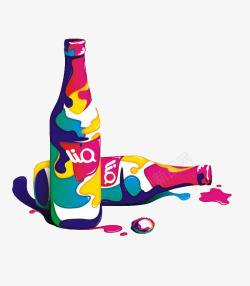 手绘油漆啤酒瓶素材