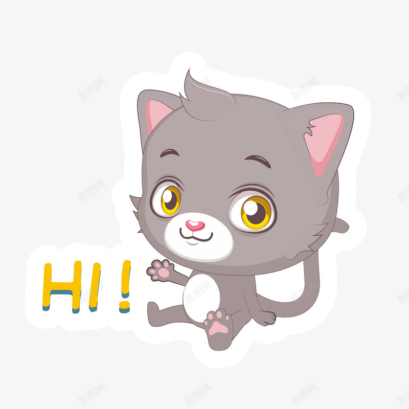 打招呼png免抠素材_88icon https://88icon.com HI 卡通礼貌 呆萌 手绘猫咪 猫咪卡通 猫咪手绘 猫咪老师 猫咪脚印 猫咪表情