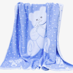 新生婴儿蓝色小熊纯棉正方形浴巾素材