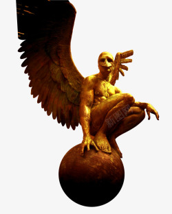 地产广告元素金色人鸟雕像素材
