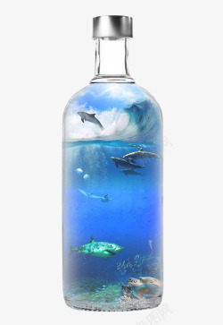 海洋蓝瓶子装鲨鱼高清图片