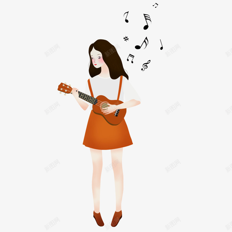 弹吉他的女孩png免抠素材_88icon https://88icon.com 吉他 女孩 新图网 矢量装饰 装饰 音符