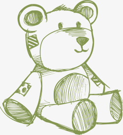 绿色的手绘小熊玩具素材
