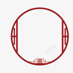 古典圆鼎红色圆形中国风边框高清图片