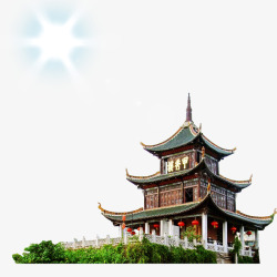 中国风建筑房屋花园素材