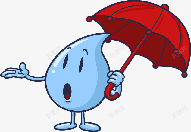 可爱的水滴表情动作矢量图ai免抠素材_88icon https://88icon.com 下雨 卡通 可爱的水滴 水滴 矢量水滴 红色雨伞 表情 表情动作 雨伞 矢量图