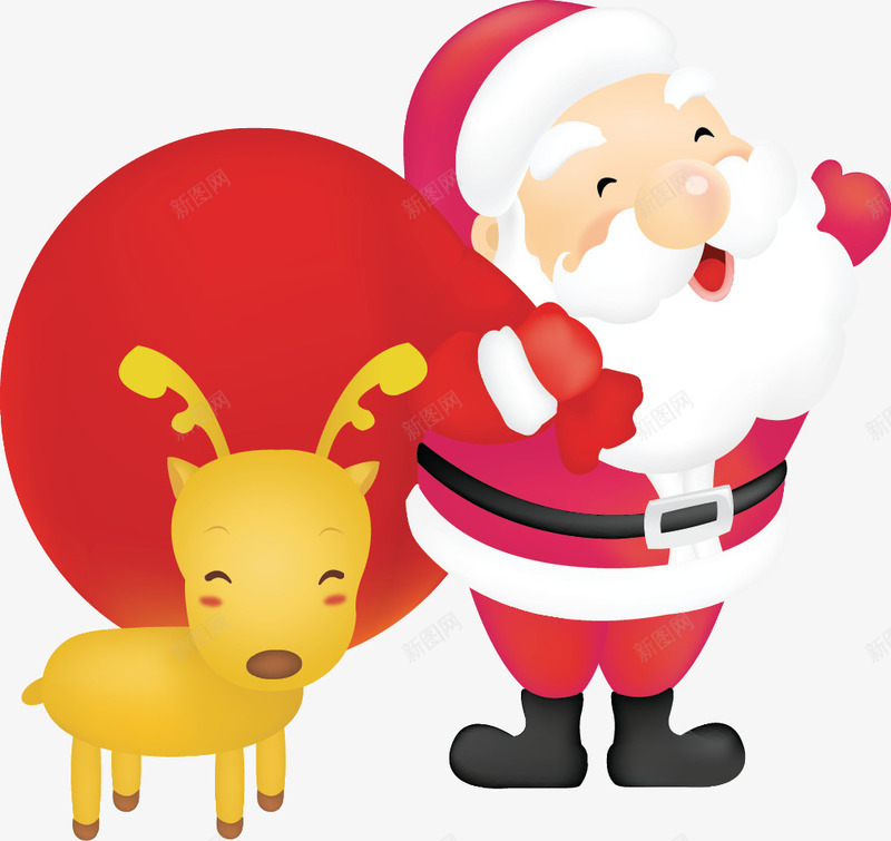 卡通圣诞老人麋鹿装饰png免抠素材_88icon https://88icon.com 人麋鹿 卡通 圣诞老 装饰