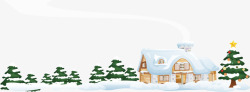 房子雪景圣诞矢量图素材