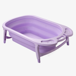 新生儿浴盆紫色婴儿可折叠浴盆高清图片