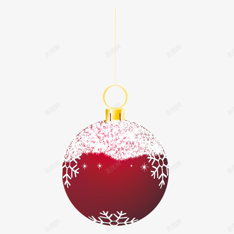 圣诞铃铛png免抠素材_88icon https://88icon.com 圆形 圆铃铛 垂吊 红色 雪花图案