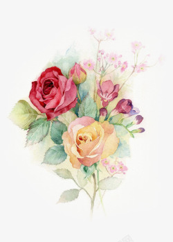 彩绘玫瑰花朵装饰素材
