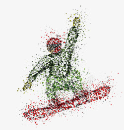 彩色滑雪板创意滑雪人物高清图片