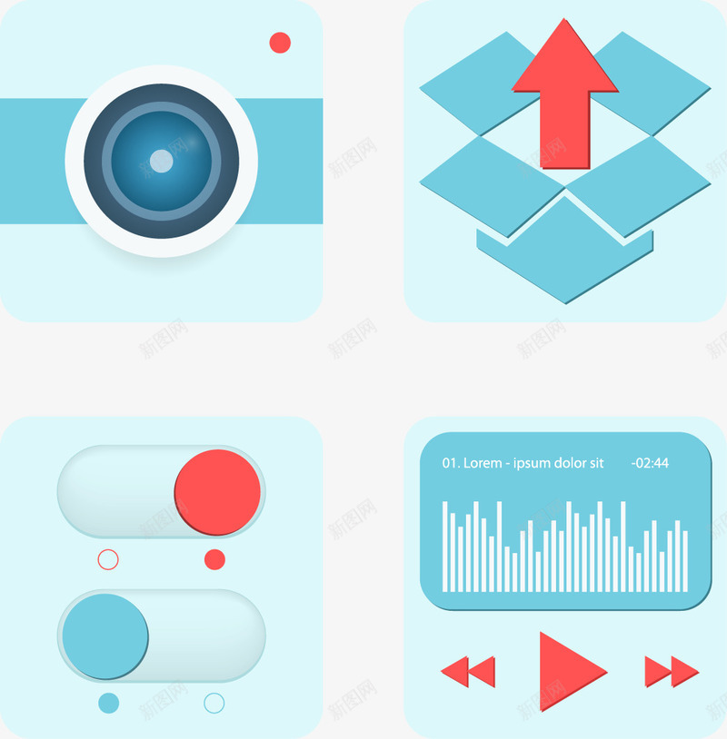 相机矢量图eps免抠素材_88icon https://88icon.com UI设计 按钮 相机 视频播放 矢量图