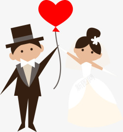 新婚夫妇手中的气球素材