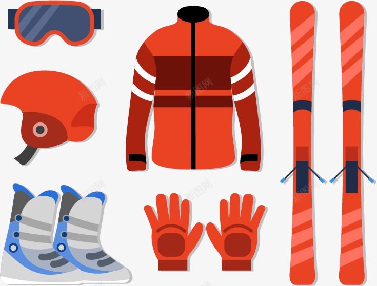 冬日滑雪服矢量图ai免抠素材_88icon https://88icon.com 冬季运动 滑雪用具 滑雪装备 矢量图