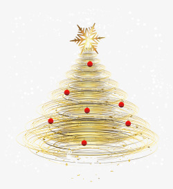 金色线条抽象圣诞树素材