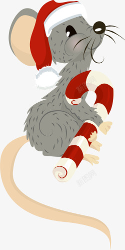 圣诞节灰色可爱老鼠素材
