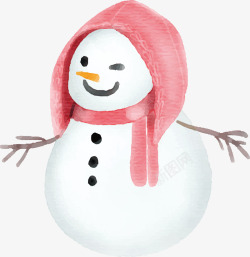 粉色帽子的雪人矢量图素材