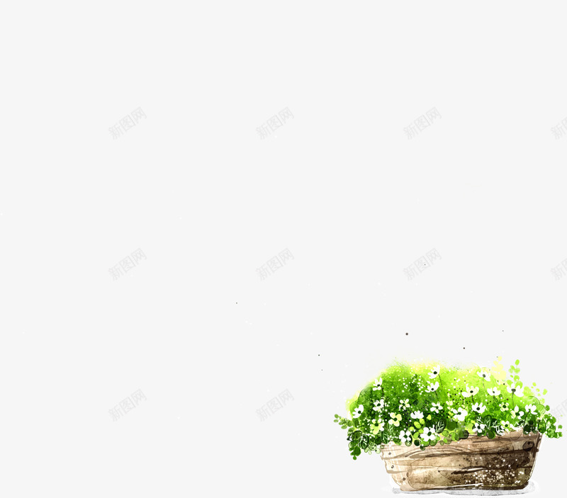绿色植物盆栽白色小花png免抠素材_88icon https://88icon.com 白色 盆栽 绿色植物