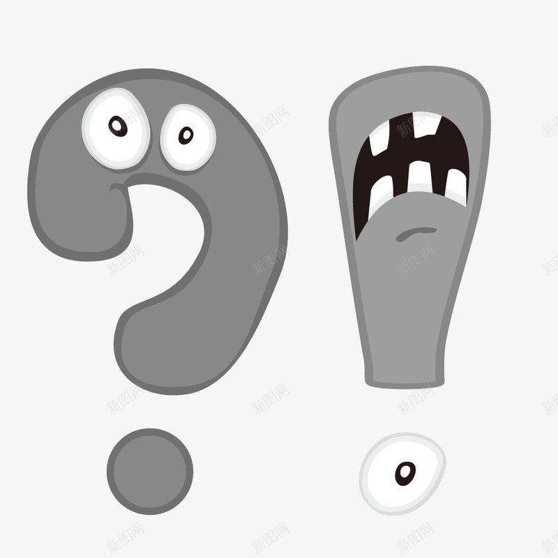 黑白表情包问号感叹号矢量图ai免抠素材_88icon https://88icon.com 感叹号 表情包 问号 黑白 矢量图
