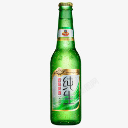 产品实物雪花啤酒绿色简约装饰纯生高清图片