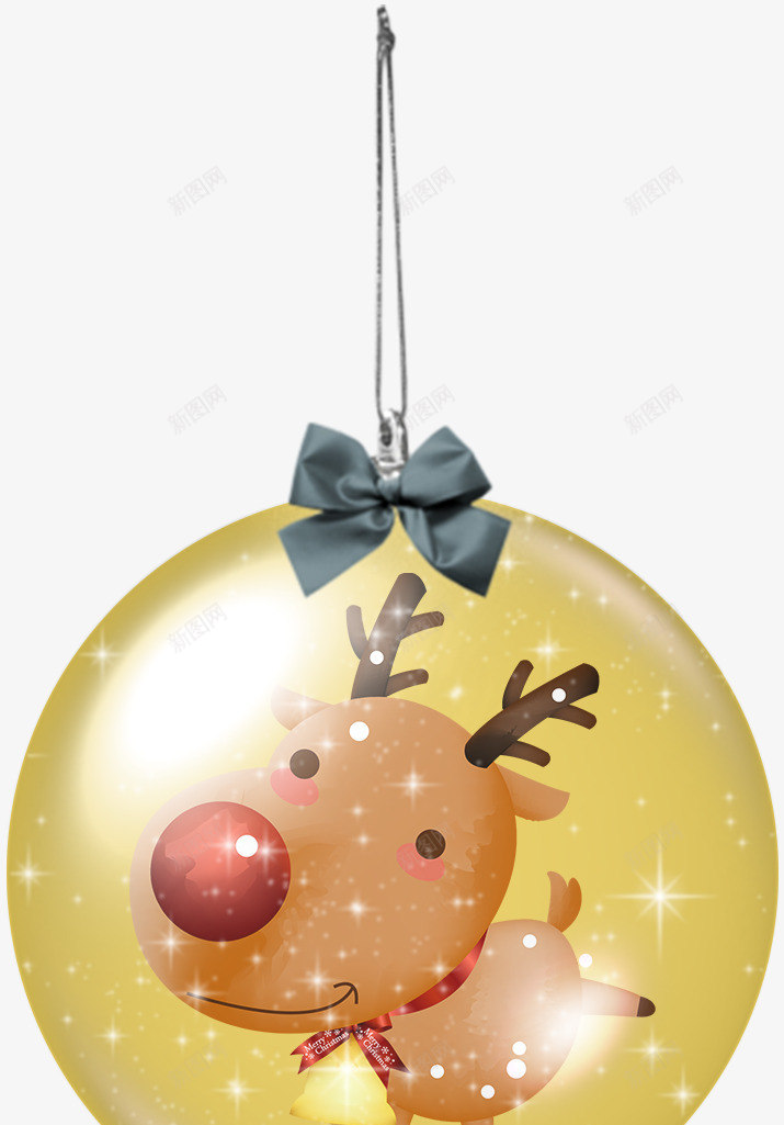 麋鹿图案的圣诞灯球psd免抠素材_88icon https://88icon.com 动物 卡通 圣诞树 挂饰 灯球 装饰 麋鹿图案
