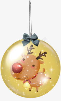 灯球麋鹿图案的圣诞灯球高清图片