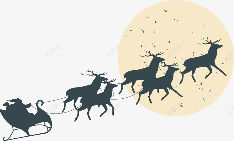 圣诞节绿色麋鹿拉车png免抠素材_88icon https://88icon.com 喜庆 圣诞老人 圣诞节麋鹿 绿色麋鹿 麋鹿拉车 黄色月亮