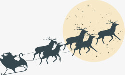 黄色麋鹿圣诞节绿色麋鹿拉车高清图片