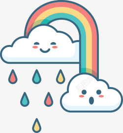 卡通表情彩虹雨滴矢量图素材