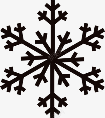 冰晶雪花黑色线条雪花装饰图标图标