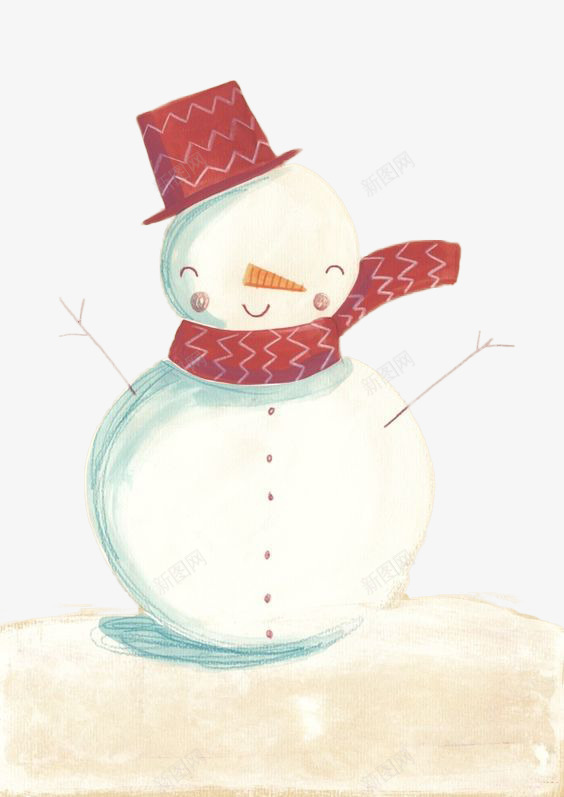 带围巾和帽子的雪人png免抠素材_88icon https://88icon.com 保暖 可爱 手绘 服饰 秋冬 雪人