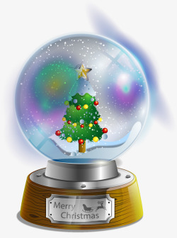 手绘圣诞树水晶球矢量图素材